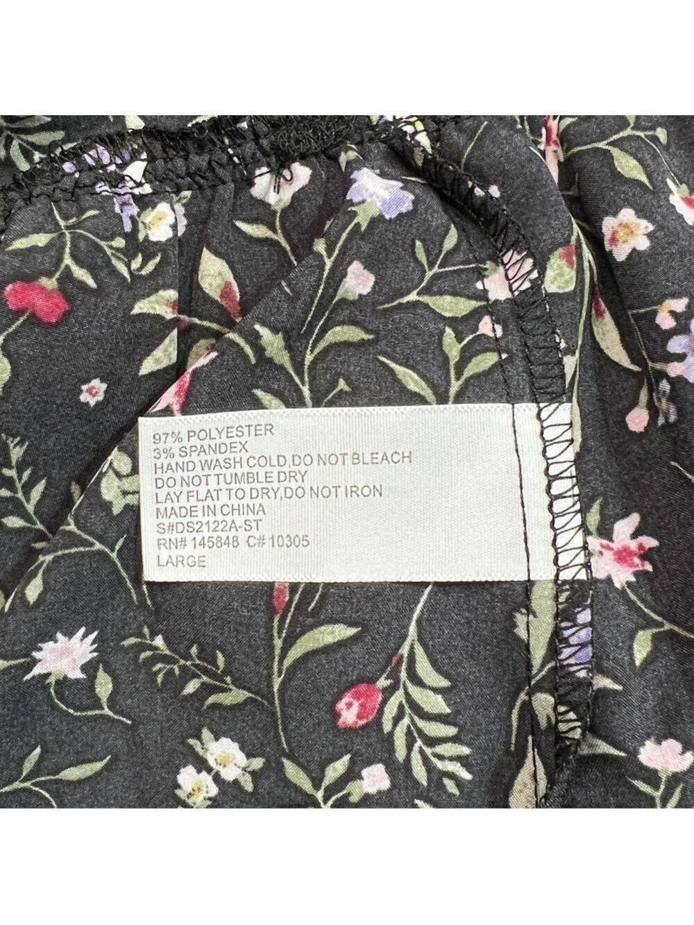 French Grey NEW One Shoulder Ruffle Dress Medium Large Dark Floral Black Boho - Picture 8 of 8